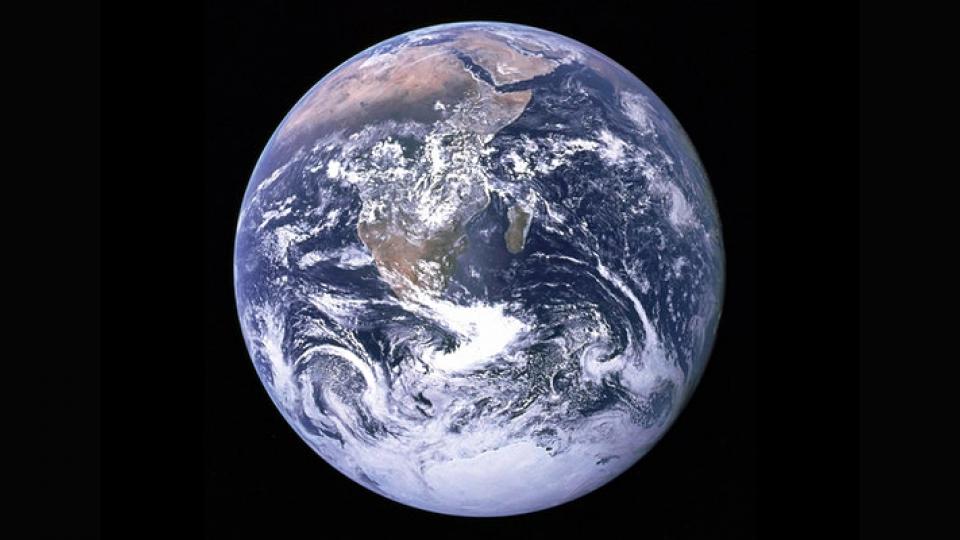 A photo of earth taken from space.