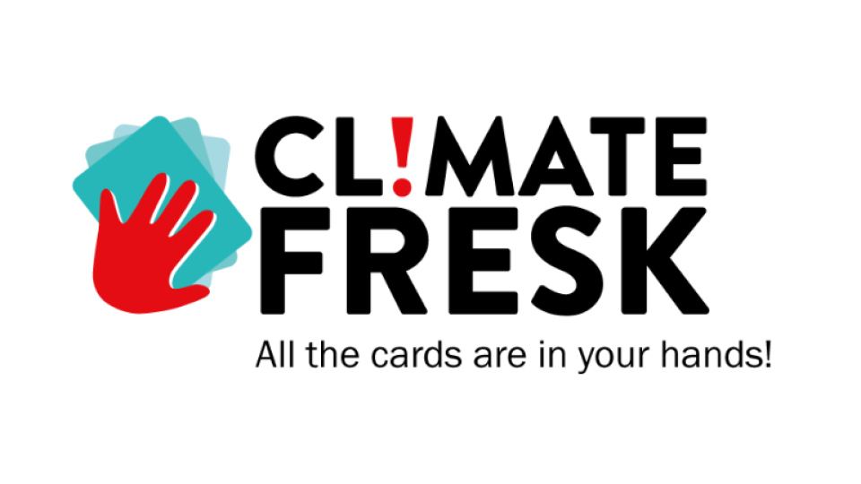 Climate Fresk logo with a tagline "All the cards are in your hands!"