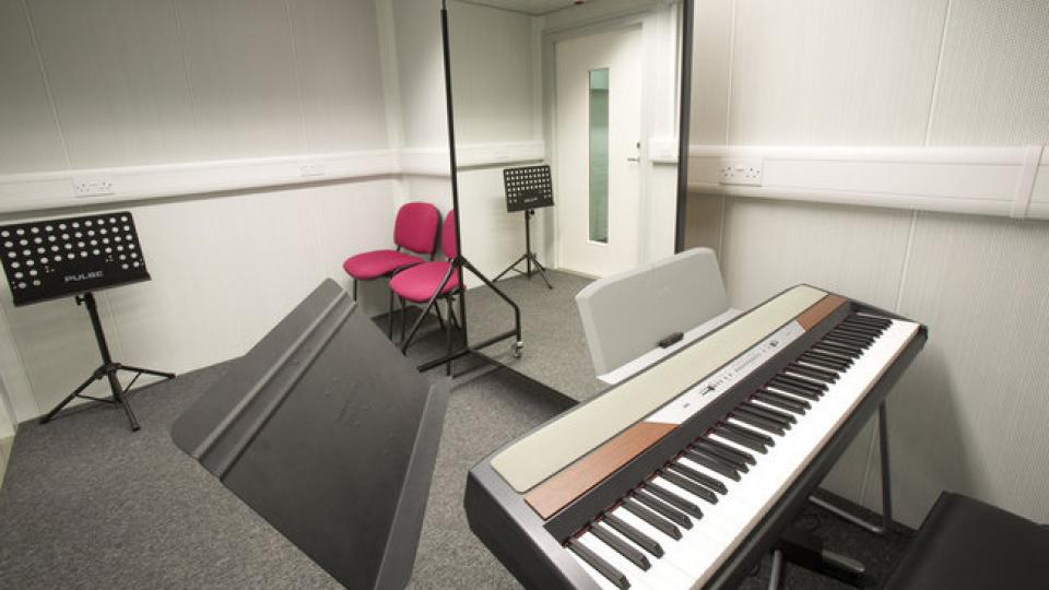 A music practice room at the University of West London