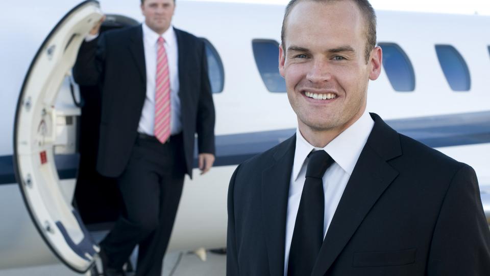Smartly dressed aviation employees