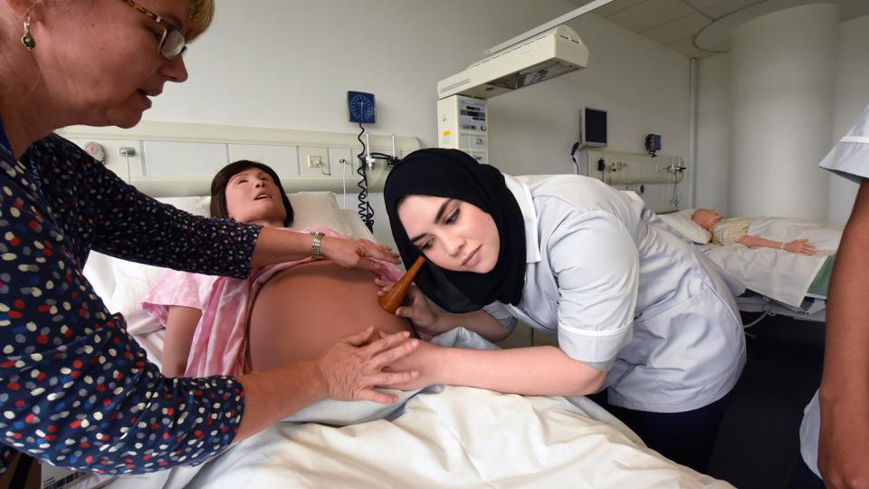 A midwife being trained at the University of West London