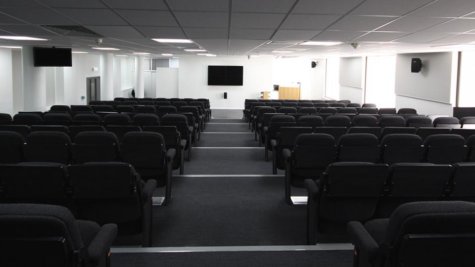 An empty William Barry lecture theatre