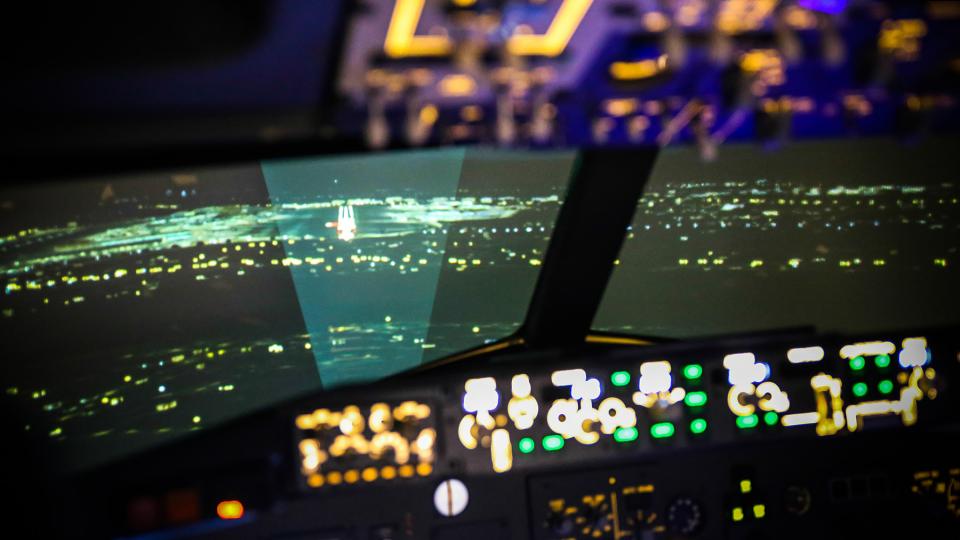 A night view from our flight simulator