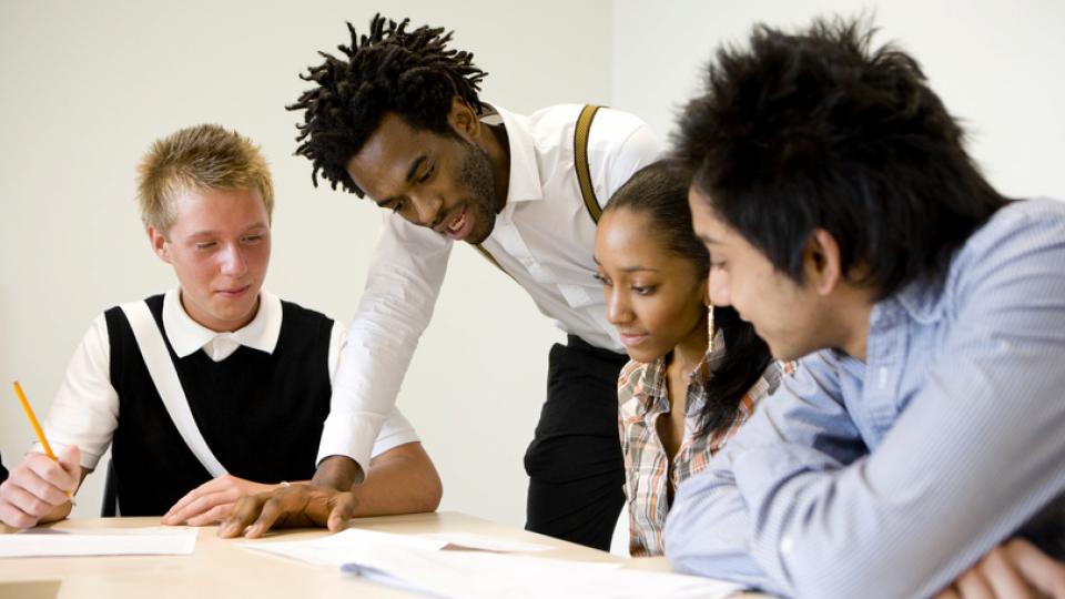 students studying in a group