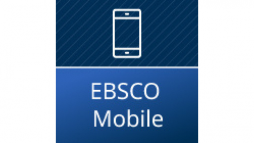 Image of EBSCO Mobile app logo in blue square.
