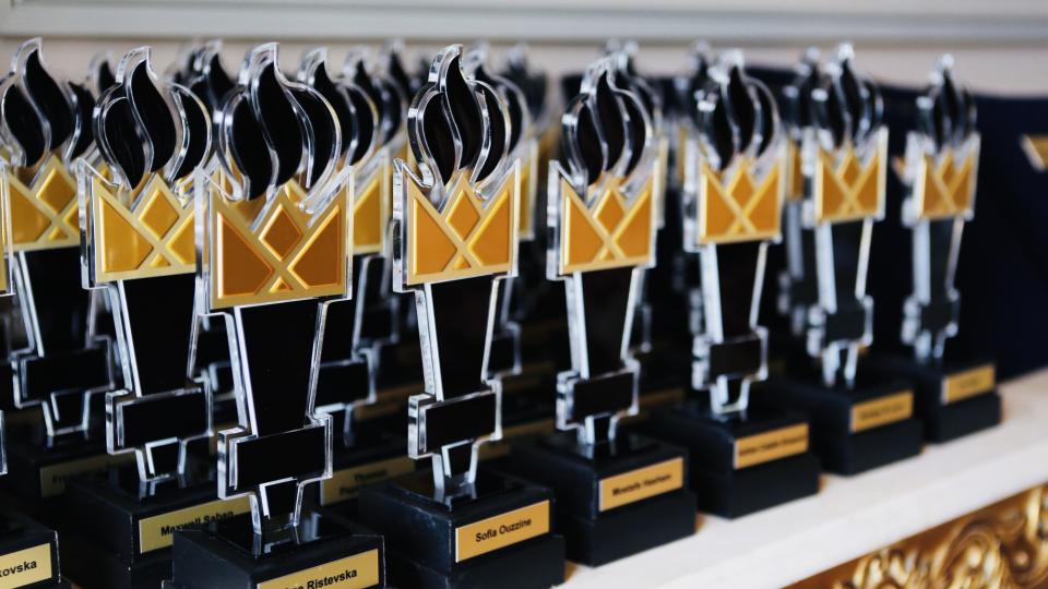 Business Elite Awards '40 under 40' trophies