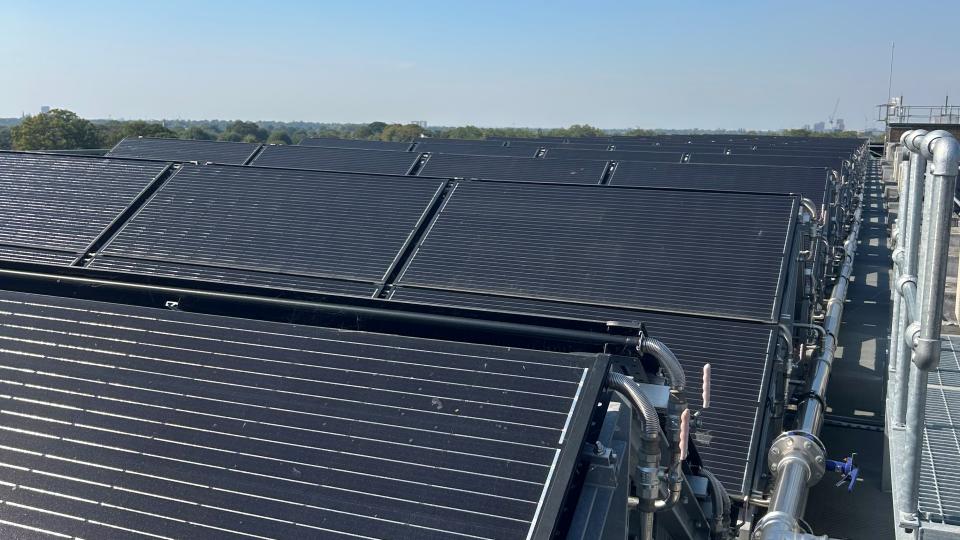 Solar panels on top of UWL's Ealing site