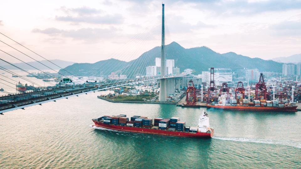 Cargo ship in Hong Kong