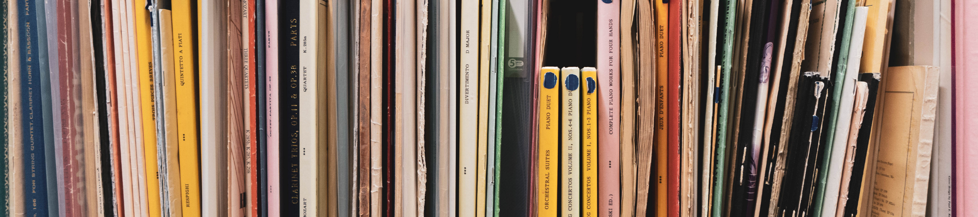 A shelf of musical scores