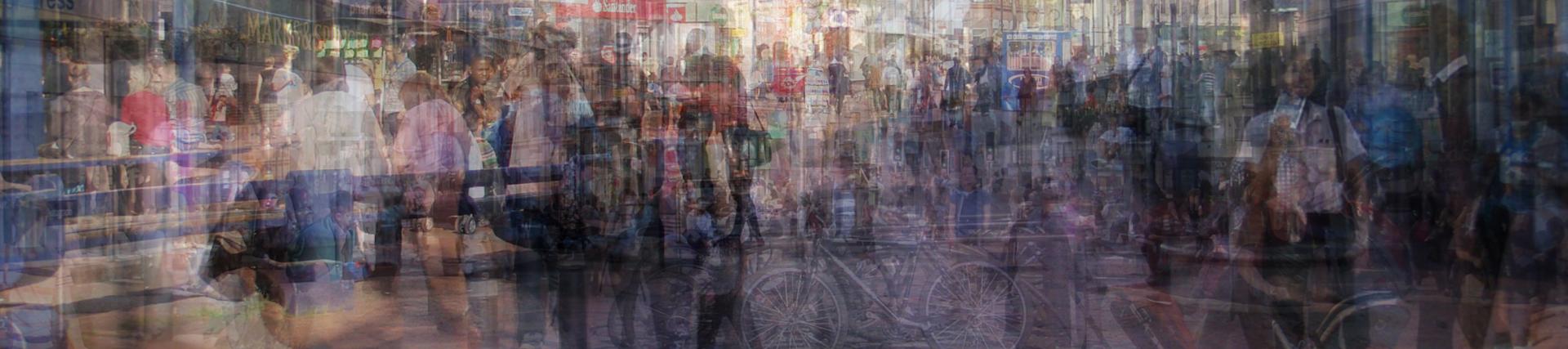 Arty abstract image of busy high street