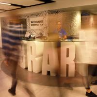 Blurred image of the library reception