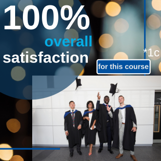 100% overall satisfaction for this course with image of students at graduation