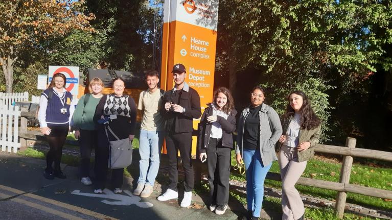 LSFMD students stood outside London Transport Museum