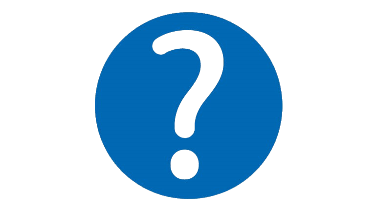 Graphic of a white question mark against a blue circle background
