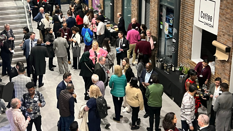 Attendees at the Regional Business Expo mingling at the University of West London
